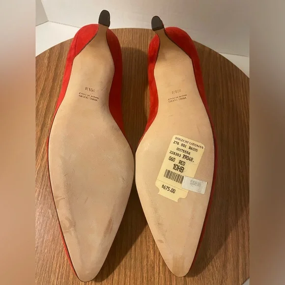 Silvia Fiorentina Red Suede Leather Pumps NWT 10.5